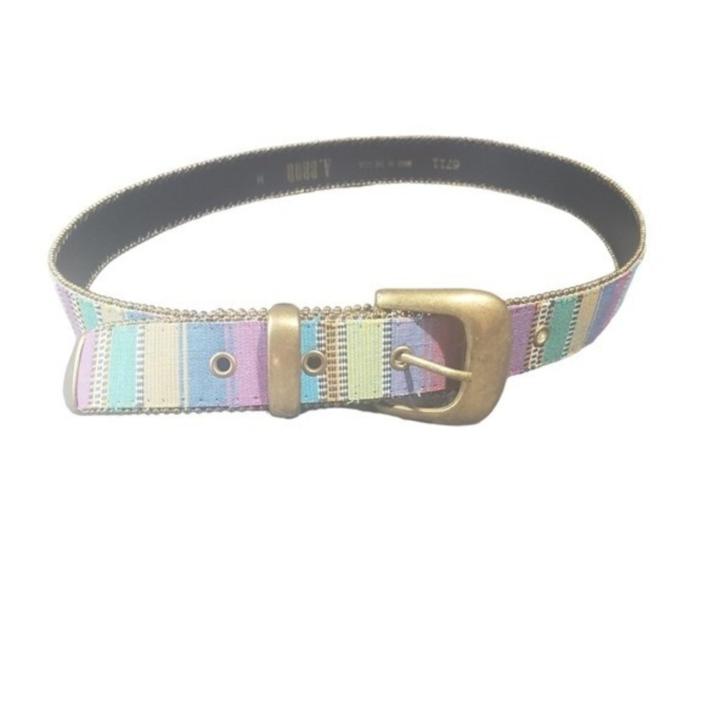 Vintage Brass Beaded Pastel Women's Belt Size M Fits 28"-32" A Brod Fashion USA
